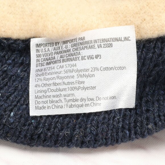 Chapeau Snowflake Winter Ski Beanie Hat Navy White Fleece Lined W/Top Pom - Picture 5 of 9